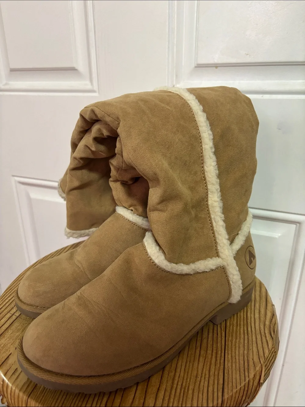 Airwalk Tan Suede Shearling-Trim Tall Winter Boots